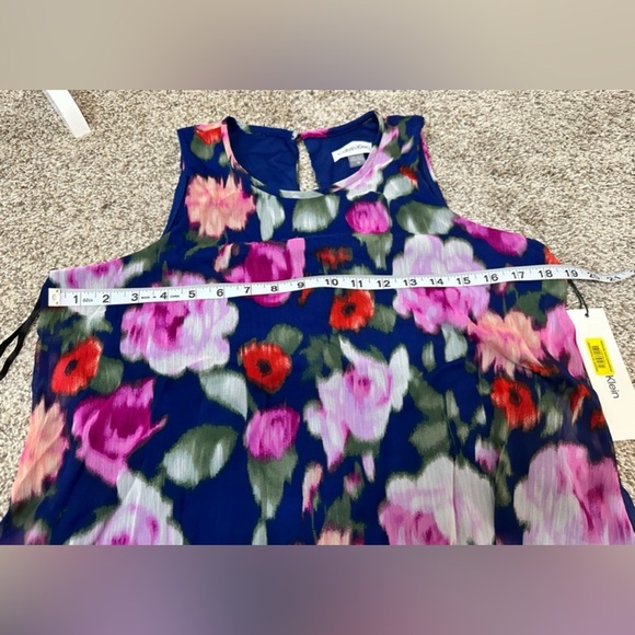 Calvin Klein Dress Blue Purple Pink Green Floral Flowy A Line Sz 10 - Picture 7 of 8